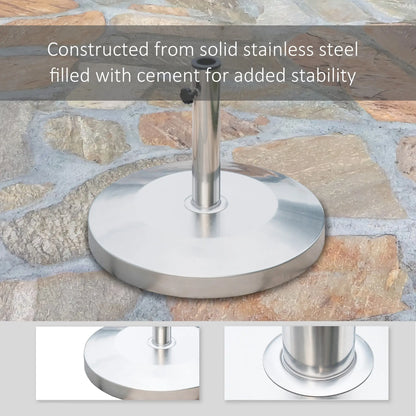 19" Round Patio Umbrella Stand, Stainless Steel Base, Silver Umbrella Bases at Gallery Canada