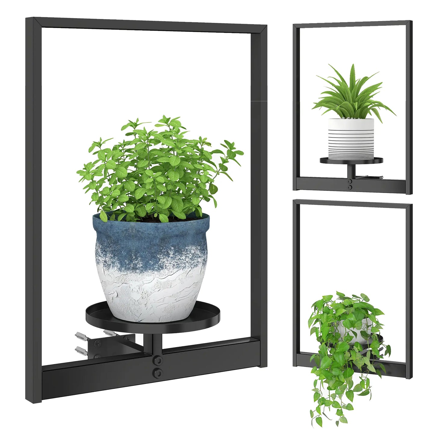 3 Pack Wall Planters, Metal Plant Stand Shelves, Picture Frame Decor