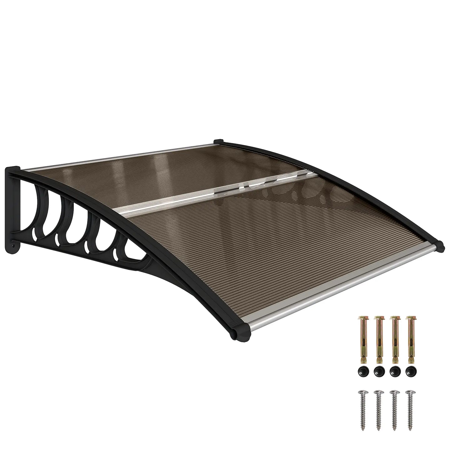 40.6" x 38" Polycarbonate Awning Door Canopy, UV Protection, Brown Door Awnings Black, Brown at Gallery Canada