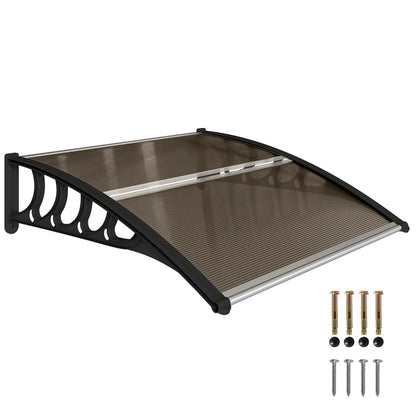 40.6" x 38" Polycarbonate Awning Door Canopy, UV Protection, Brown Door Awnings Black, Brown at Gallery Canada