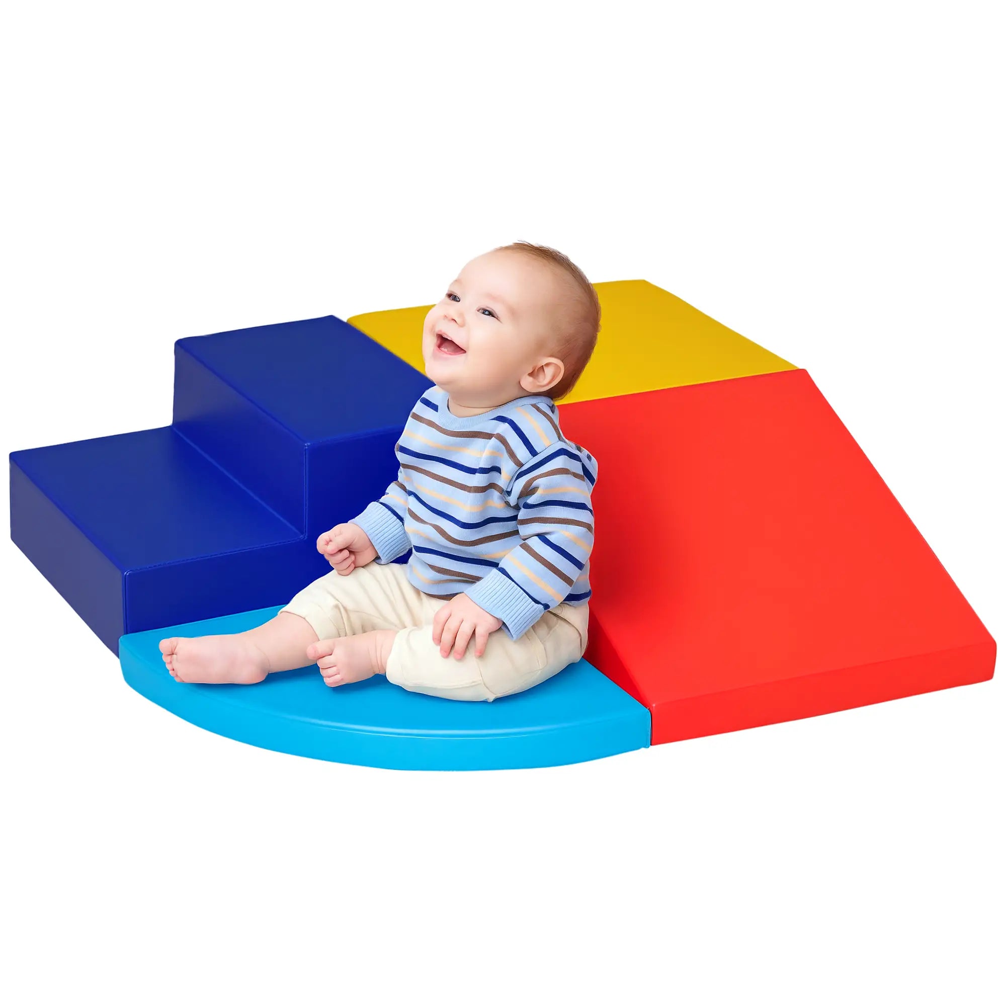 Foam Play Set, Toddler Nugget 4 Pieces, Lightweight Climbing Crawling Sliding Baby Gym & Playmats Yellow, Red, Blue, Light blue at Gallery Canada