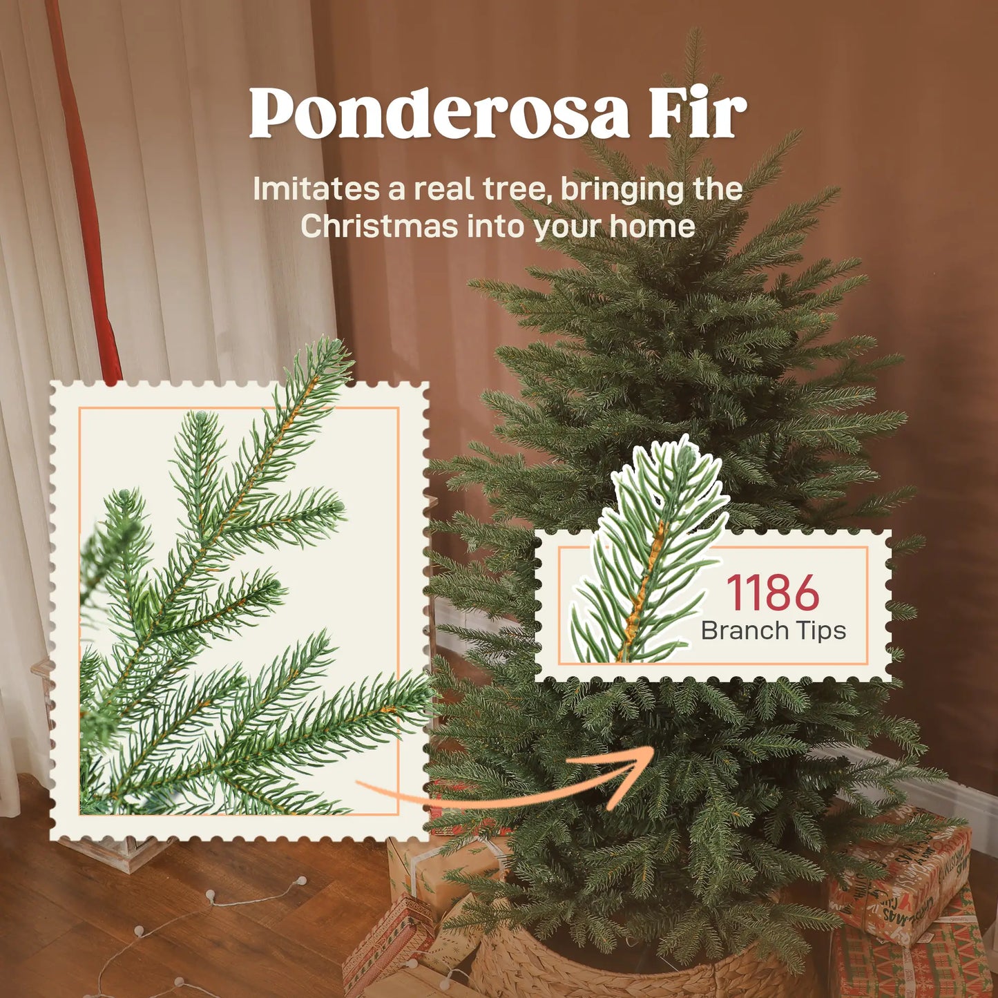 5 ft Artificial Christmas Tree, Dense Branches, Ponderosa Fir, Hinged, Easy Assembly Artificial Christmas Trees at Gallery Canada