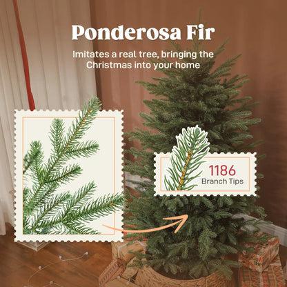 5 ft Artificial Christmas Tree, Dense Branches, Ponderosa Fir, Hinged, Easy Assembly Artificial Christmas Trees at Gallery Canada