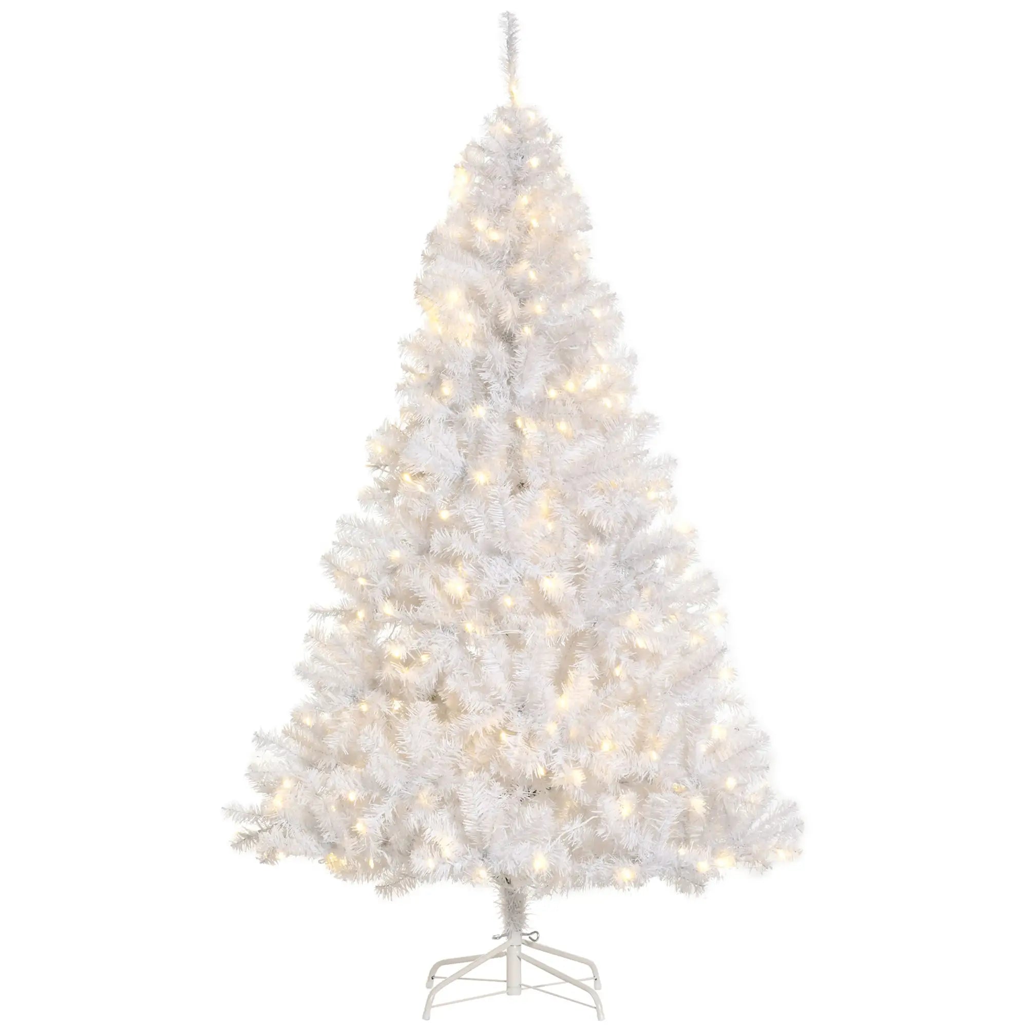 6FT Prelit Artificial Christmas Tree, Warm White LED, Auto Open, White Pre Lit Christmas Trees White at Gallery Canada