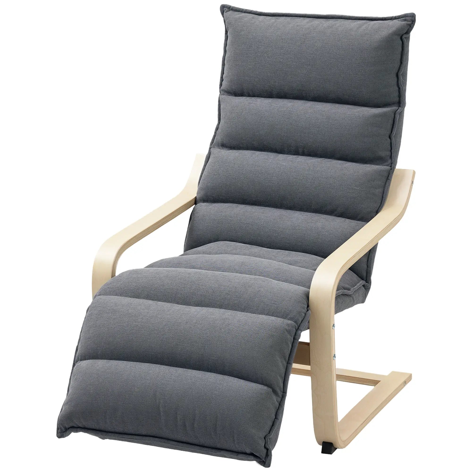 Accent Chair, Velvet Upholstered Living Room Chair with Footrest, Wood Frame, Dark Grey Accent Chairs Dark Grey at Gallery Canada