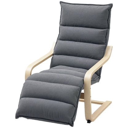 Accent Chair, Velvet Upholstered Living Room Chair with Footrest, Wood Frame, Dark Grey Accent Chairs Dark Grey at Gallery Canada