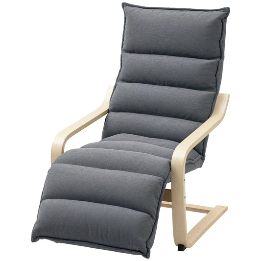 Accent Chair, Velvet Upholstered Living Room Chair with Footrest, Wood Frame, Dark Grey Accent Chairs Dark Grey at Gallery Canada