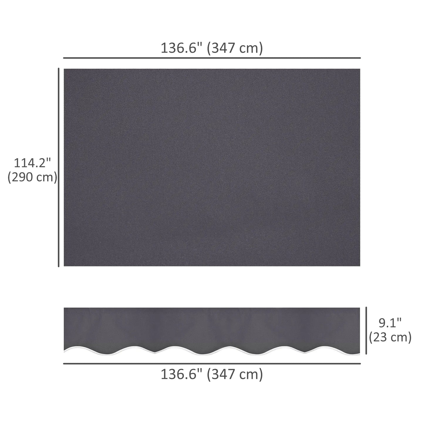 11' x 10' Retractable Awning Fabric Replacement, UV Protection, Grey Awning Fabric Replacement at Gallery Canada