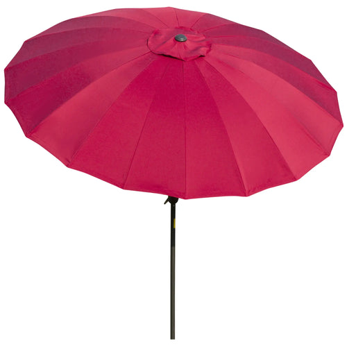 8ft Garden Parasol, Crank & Tilt, Adjustable Sun Shade, Wine Red