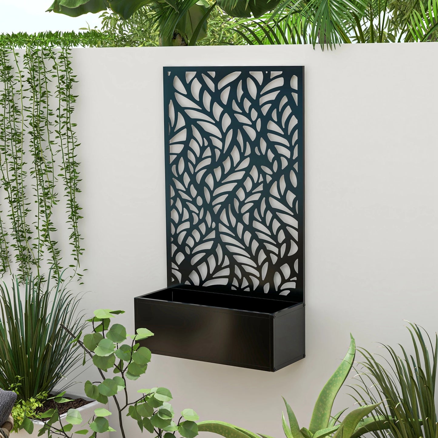 Metal Outdoor Privacy Screen, Raised Garden Bed, Wall Mount or Freestanding Galvanized Planter Boxes at Gallery Canada