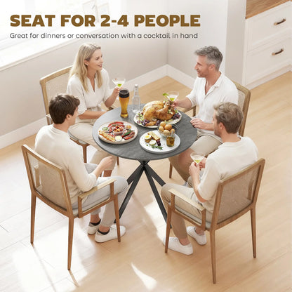 31.5" Industrial Round Dining Table, Distressed Grey Dining Tables at Gallery Canada