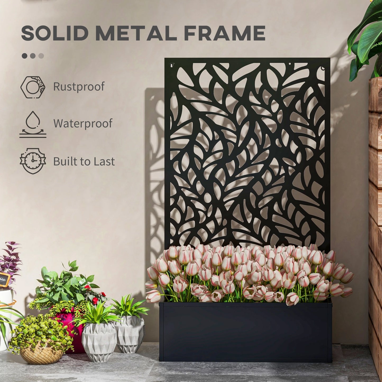 Metal Outdoor Privacy Screen, Raised Garden Bed, Wall Mount or Freestanding Galvanized Planter Boxes at Gallery Canada