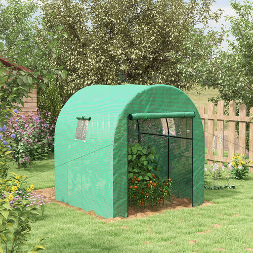 Walk-In Tunnel Greenhouse, UV-Resistant PE Cover, 6' x 6' x 6.6', Green