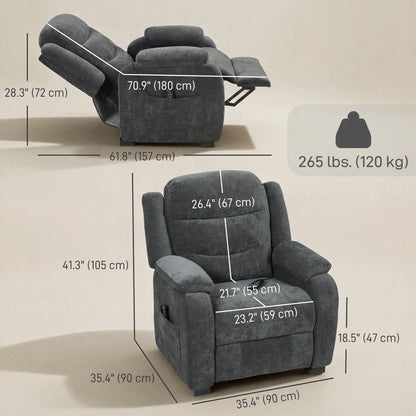 Power Recliner Chair, Quiet Brushless Motor, Remote, Dark Grey Single Sofas at Gallery Canada