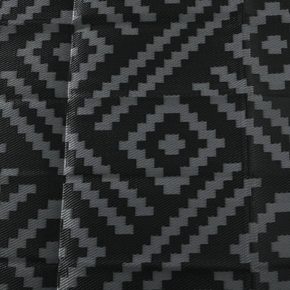 Reversible Outdoor Rug, Waterproof, 9' x 18', Geometric, Black Grey Outdoor Reversible Rugs at Gallery Canada
