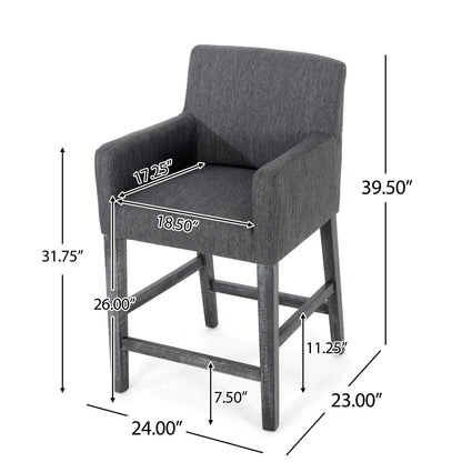 Upholstered Counter Stools, Rubberwood Frame, 24×23×39.5 inch, Charcoal Bar Stools at Gallery Canada