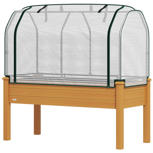 Raised Garden Bed, Wood Planter Box, PE Greenhouse Cover, Outdoor Elevated Elevated Garden Beds Sand at Gallery Canada
