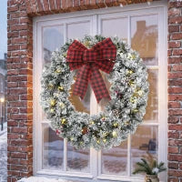 Pre-Lit Christmas Wreath 24 Inch, Green