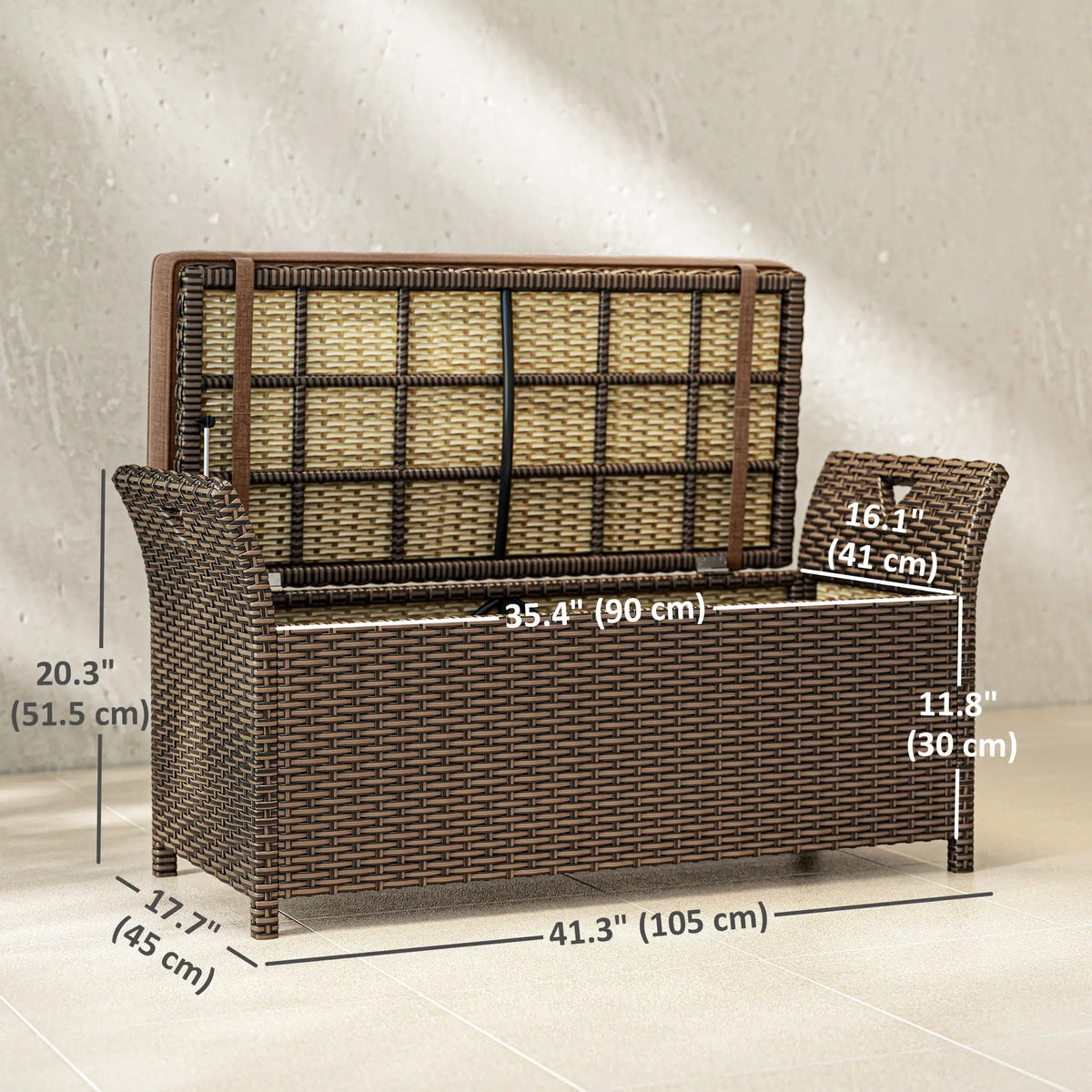 2-In-1 Outdoor Storage Bench, 29 Gallon Wicker Deck Box, Tan Patio Storage Boxes at Gallery Canada