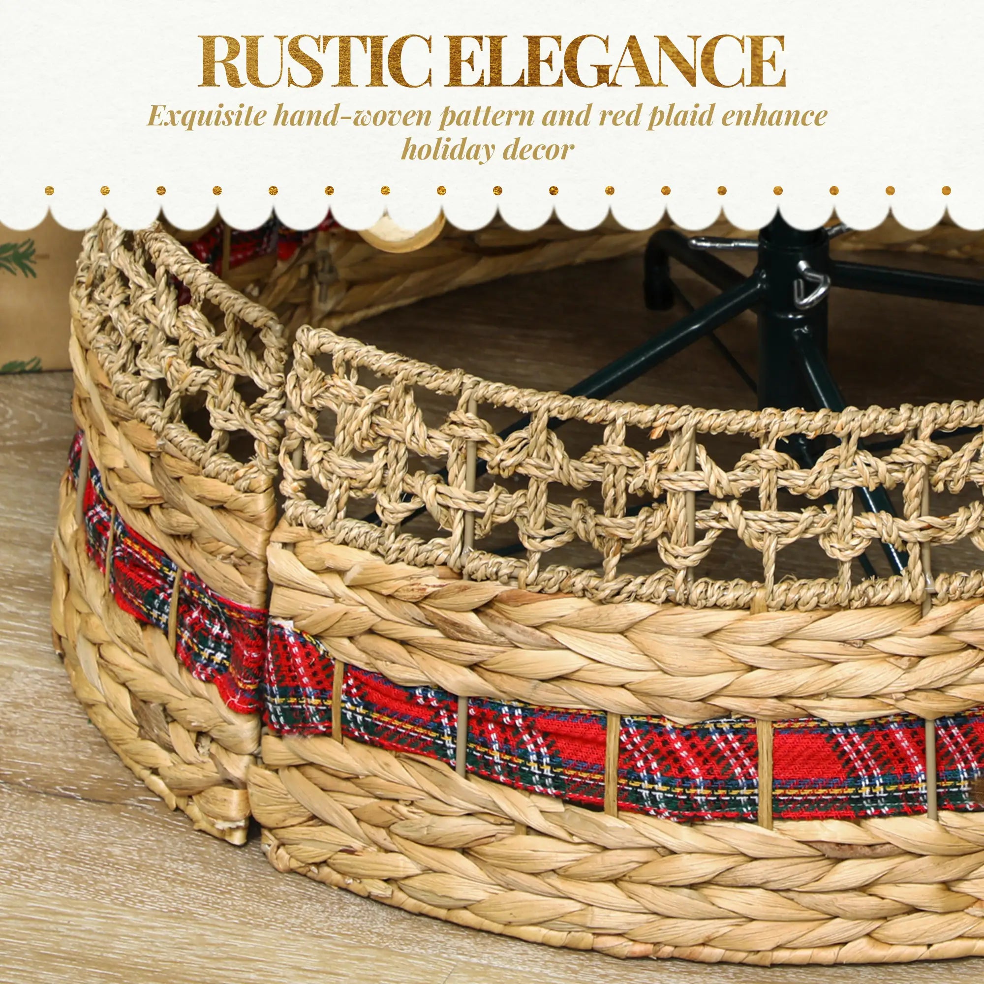 23 Inch Rustic Christmas Tree Skirt, Water Hyacinth Collar, Natural Christmas Trees at Gallery Canada