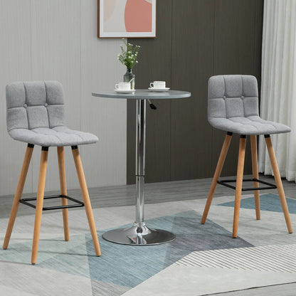 Modern Bar Stools Set of 2, 38" Upholstered, Solid Wood Legs, Grey Bar Stools at Gallery Canada