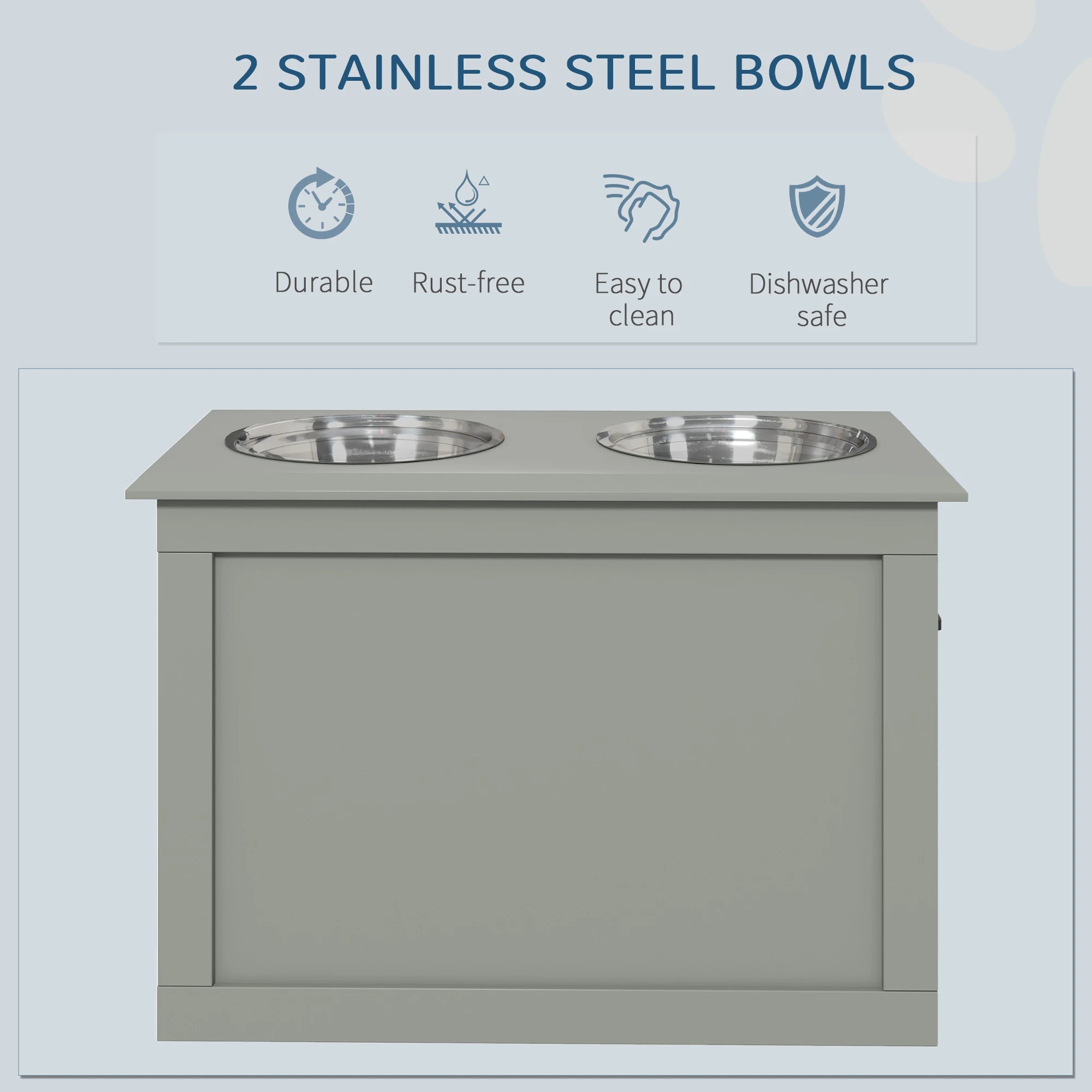 Elevated Dog Bowls, 2 Stainless Steel, Large Size, Grey Dog Bowls at Gallery Canada