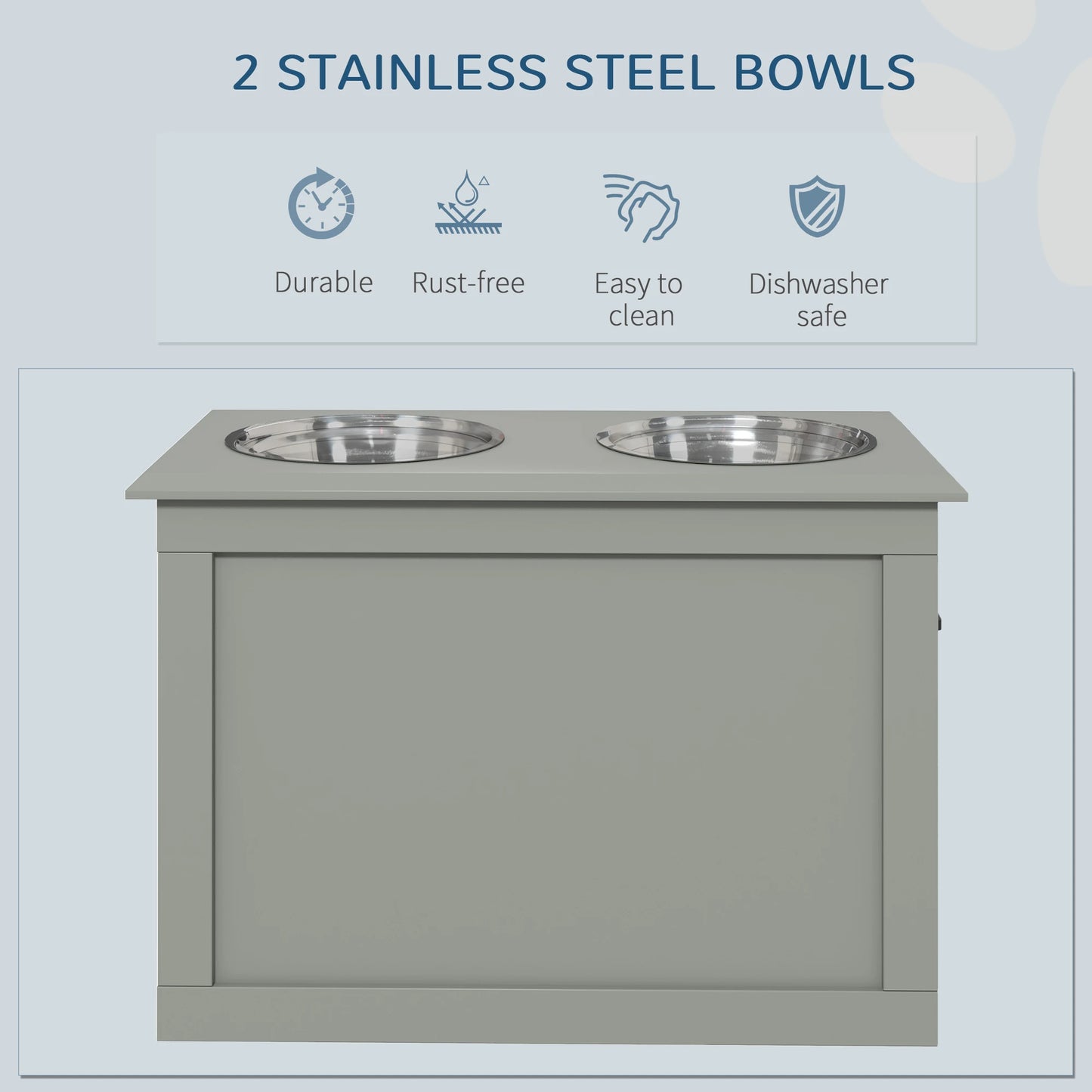 Elevated Dog Bowls, 2 Stainless Steel, Large Size, Grey Dog Bowls at Gallery Canada