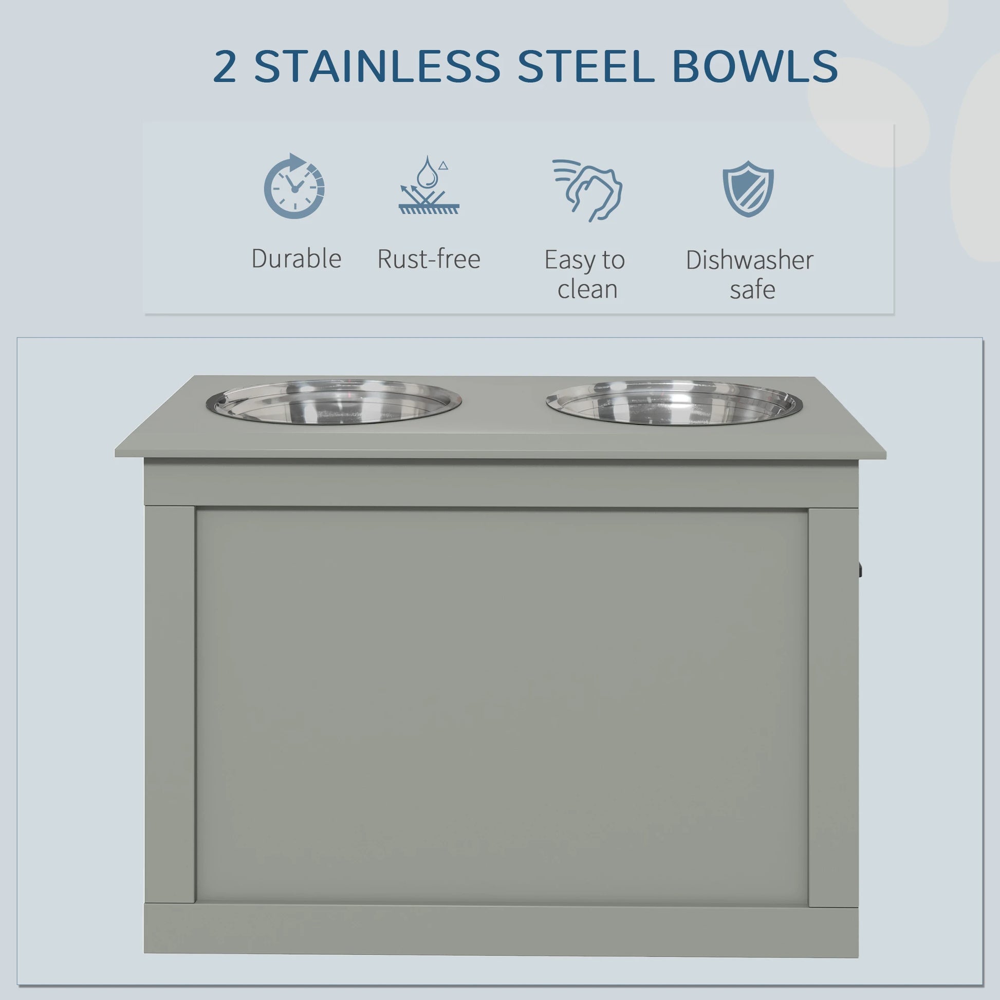 Elevated Dog Bowls, 2 Stainless Steel, Large Size, Grey Dog Bowls at Gallery Canada