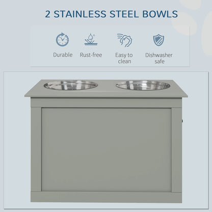 Elevated Dog Bowls, 2 Stainless Steel, Large Size, Grey Dog Bowls at Gallery Canada