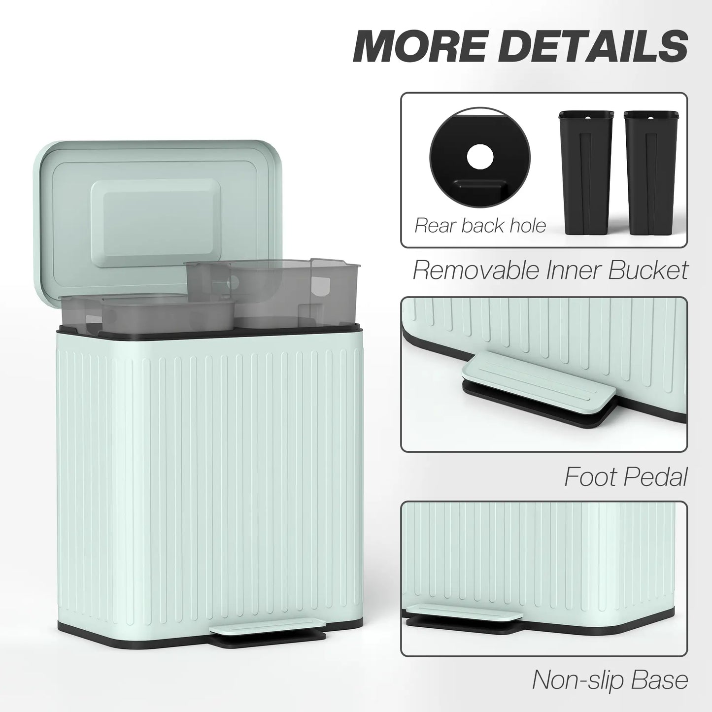 2 x 5.3 Gallon Trash Can, Soft Close Lid, Removable Inner Buckets Household Supplies at Gallery Canada