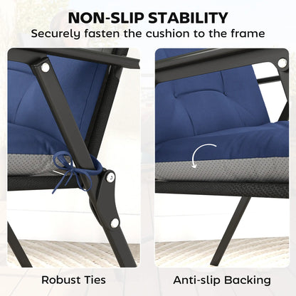 Patio Chair Cushions Set of 4, Waterproof Non-Slip, 44"x21", Navy Blue Patio Chair Cushions at Gallery Canada