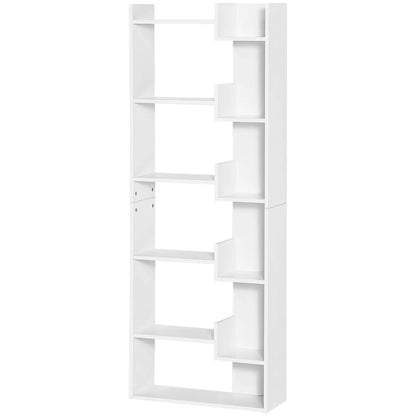 6-Tier Tall Bookcase, Modern Storage Bookshelf, White Display Bookshelves at Gallery Canada