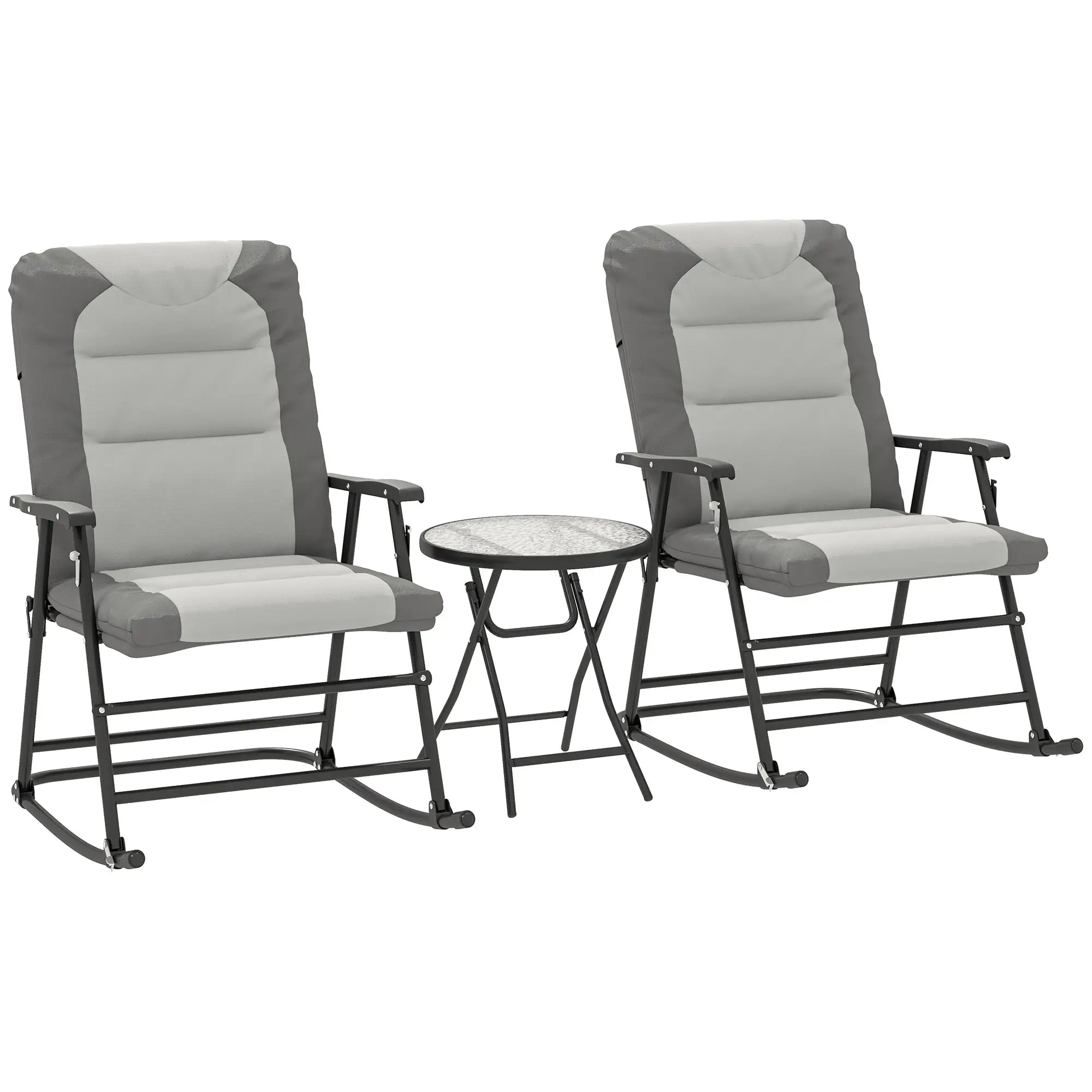 3-Piece Foldable Rocking Chair Set, Light Grey Outdoor Rocking Chairs Light Grey, Dark Grey at Gallery Canada