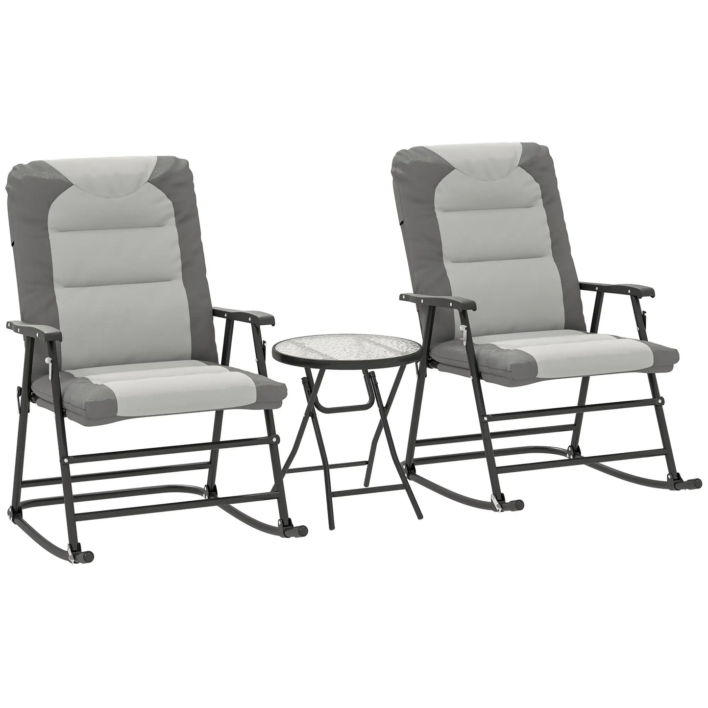 3-Piece Foldable Rocking Chair Set, Light Grey Outdoor Rocking Chairs Light Grey, Dark Grey at Gallery Canada