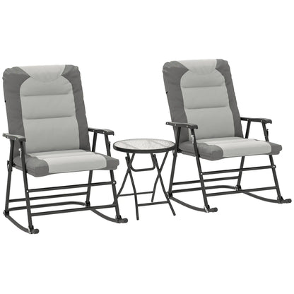 3-Piece Foldable Rocking Chair Set, Light Grey Outdoor Rocking Chairs Light Grey, Dark Grey at Gallery Canada