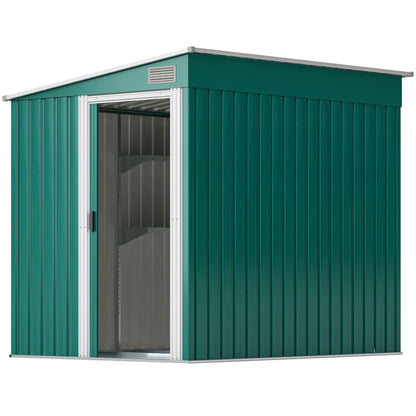 5'x7' Galvanized Metal Shed, With Sliding Door, 2 Vents, Green Sheds Green at Gallery Canada