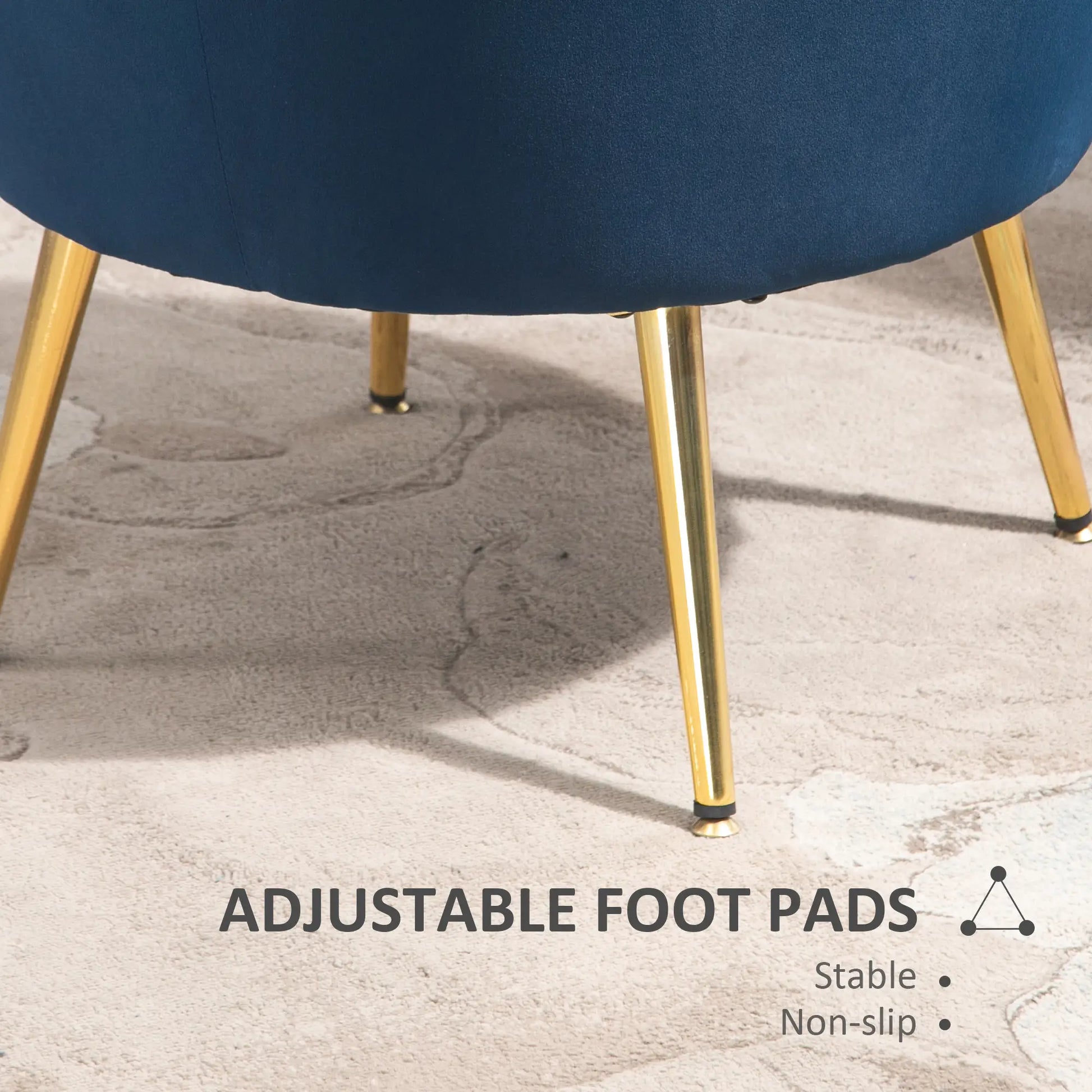 Modern Accent Chair, Velvet Fabric, Gold Metal Legs, Blue Accent Chairs at Gallery Canada