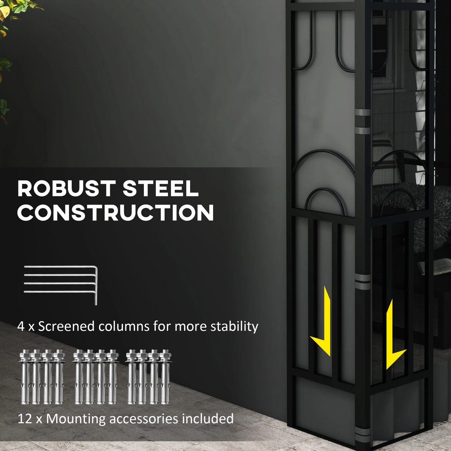 10' x 13' Wall Pergola, Outdoor Gazebo, UV Resistant, Dark Grey Pergolas at Gallery Canada