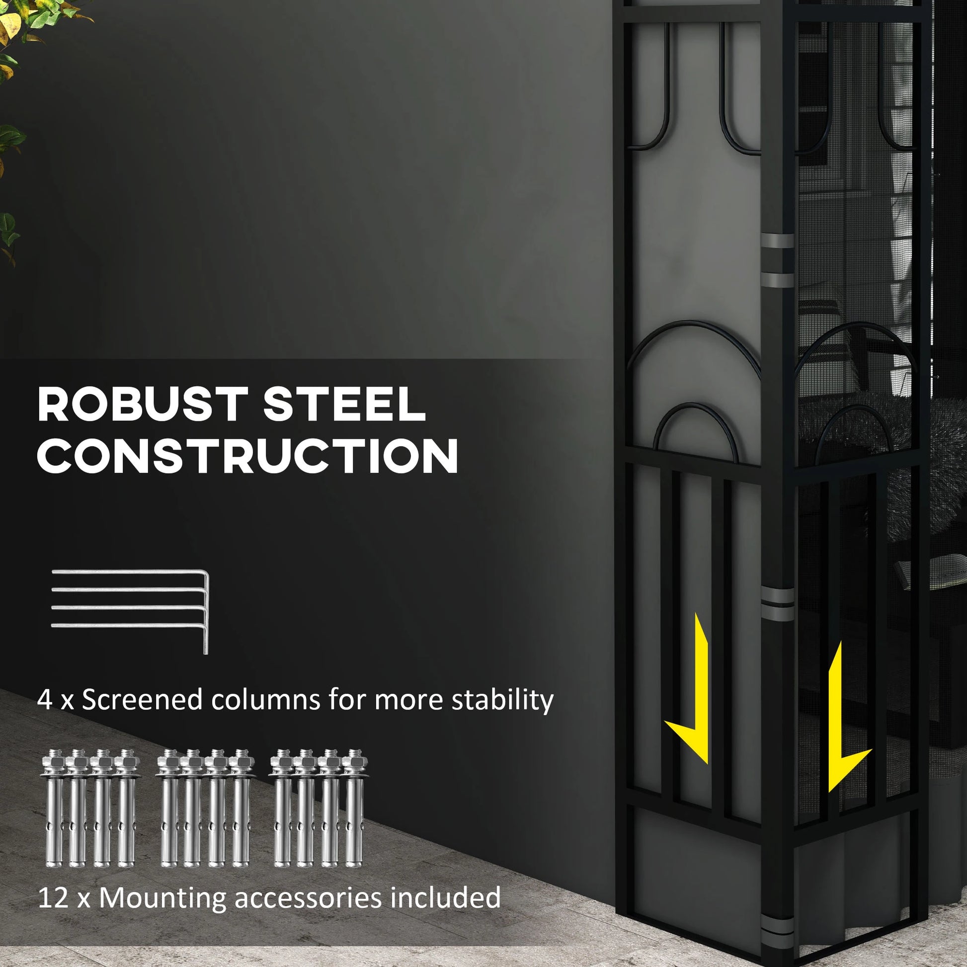 10' x 13' Wall Pergola, Outdoor Gazebo, UV Resistant, Dark Grey Pergolas at Gallery Canada