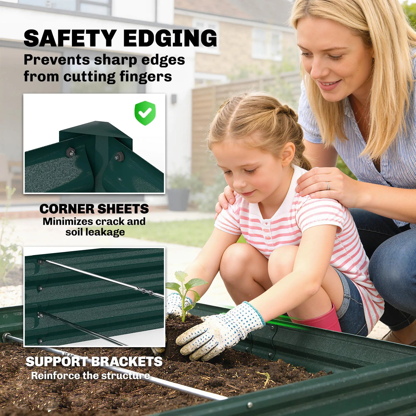 8 x 4 x 1ft Galvanized Raised Garden Bed, Reinforced Outdoor Planter Box, Green Galvanized Planter Boxes at Gallery Canada