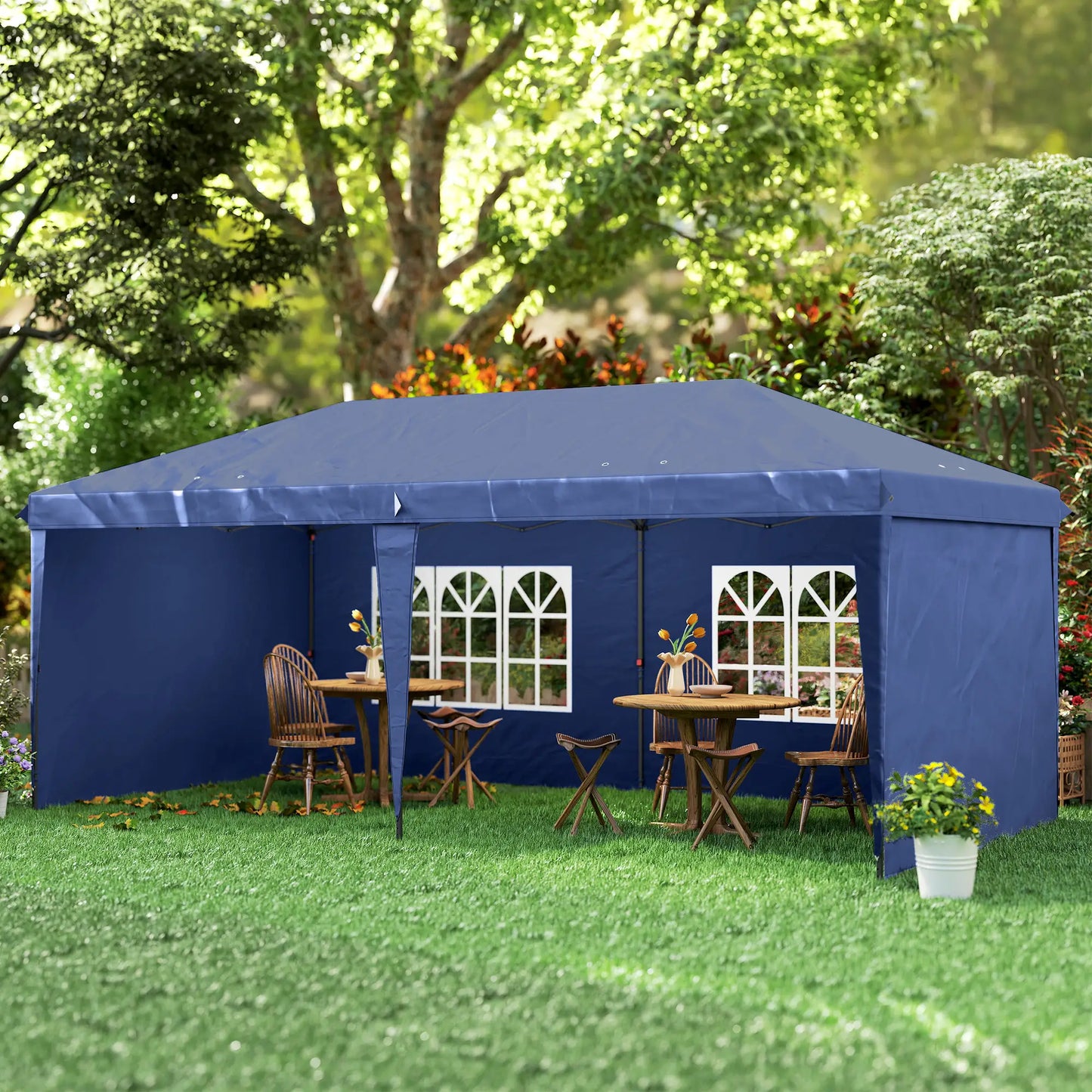 10' x 20' Outdoor Pop Up Canopy Tent, Instant Shelter With Carrying Bag, Blue Pop Up Canopies at Gallery Canada