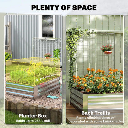 Galvanized Raised Garden Bed With Trellis, Planter Box, Open Bottom, Silver Galvanized Planter Boxes at Gallery Canada
