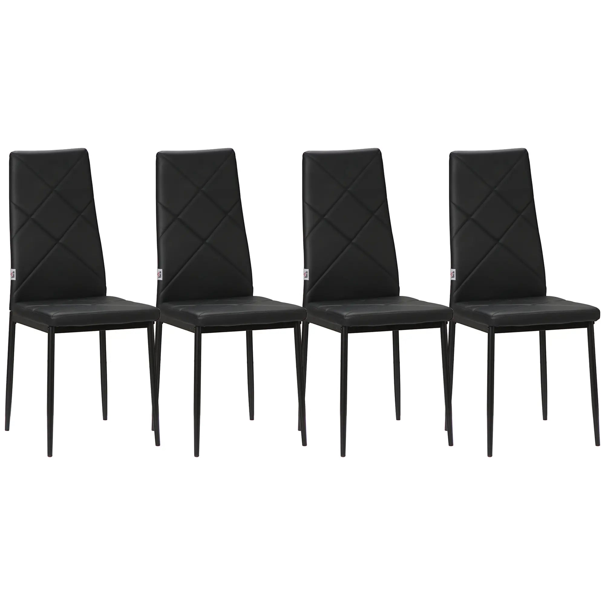Dining Chairs Set of 4, Modern High Back, Faux Leather, Steel Legs, Black Bar Stools at Gallery Canada