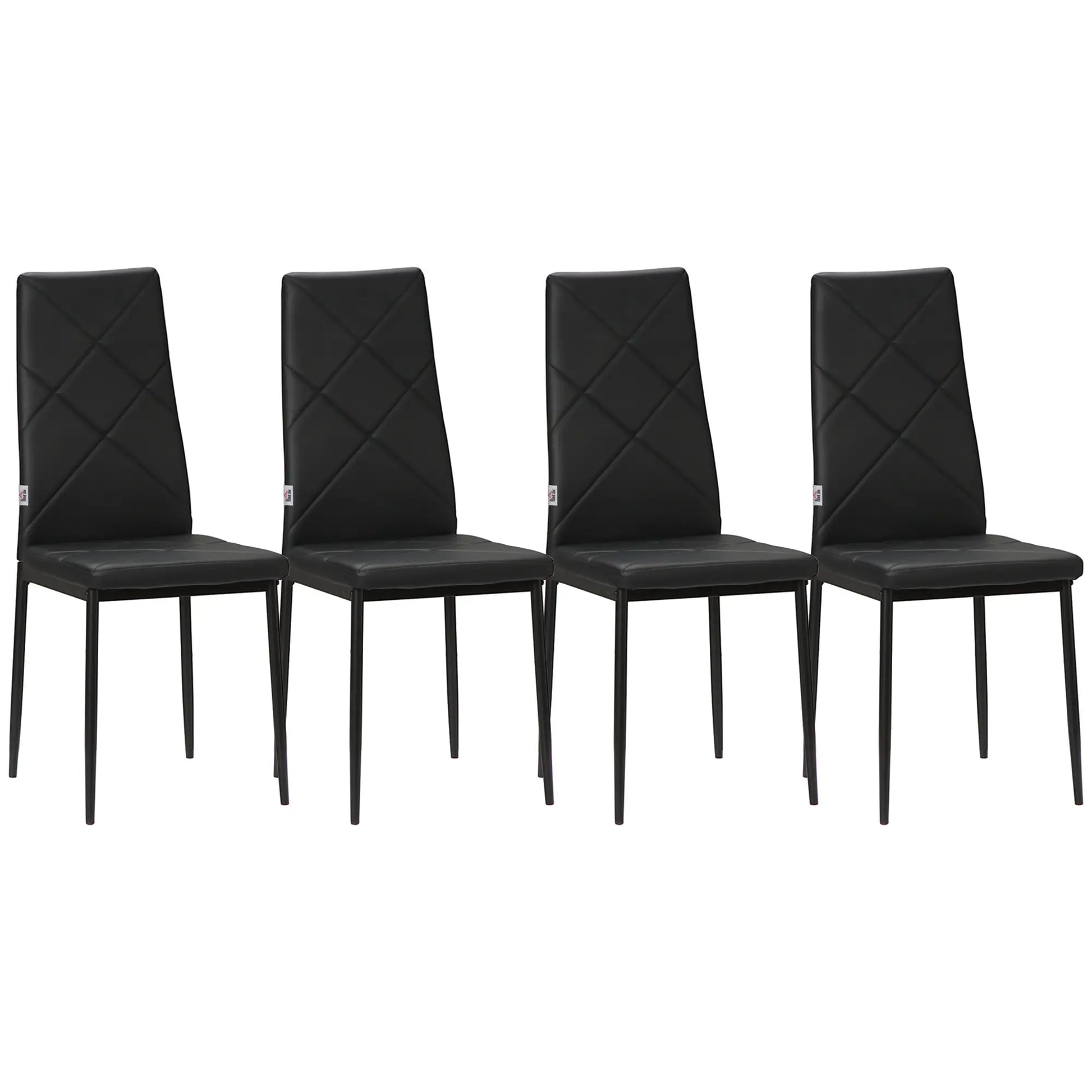 Dining Chairs Set of 4, Modern High Back, Faux Leather, Steel Legs, Black Bar Stools at Gallery Canada