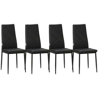 Dining Chairs Set of 4, Modern High Back, Faux Leather, Steel Legs, Black Bar Stools at Gallery Canada