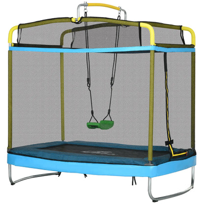 6.9FT Kids Trampoline, Safety Net, Gymnastics Bar, Swing, Indoor/Outdoor Trampolines Light Blue, Yellow, Black at Gallery Canada