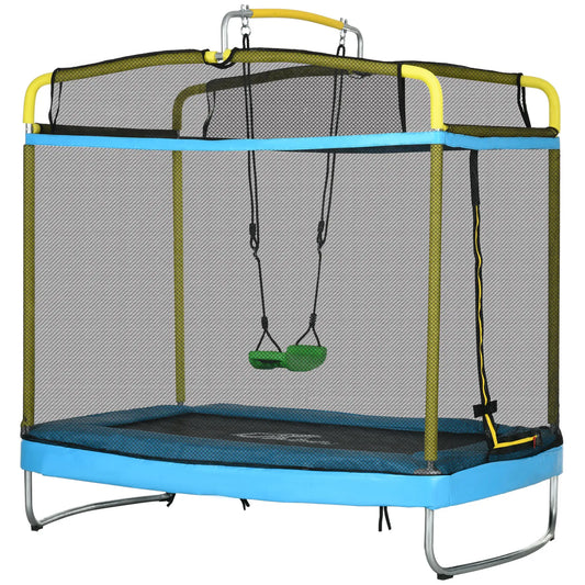 6.9FT Kids Trampoline, Safety Net, Gymnastics Bar, Swing, Indoor/Outdoor Trampolines Light Blue, Yellow, Black at Gallery Canada