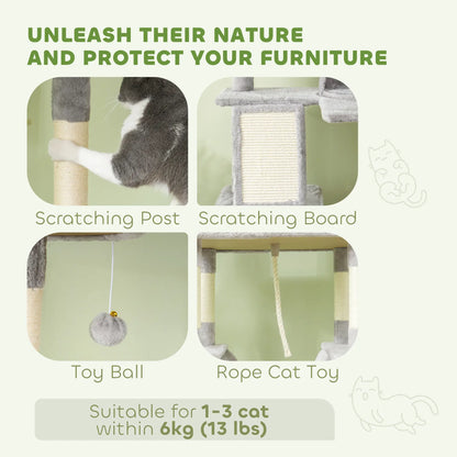 81" Large Cat Tree, Scratching Posts, Condos, Beds, Hammocks, Light Grey Cat Towers at Gallery Canada