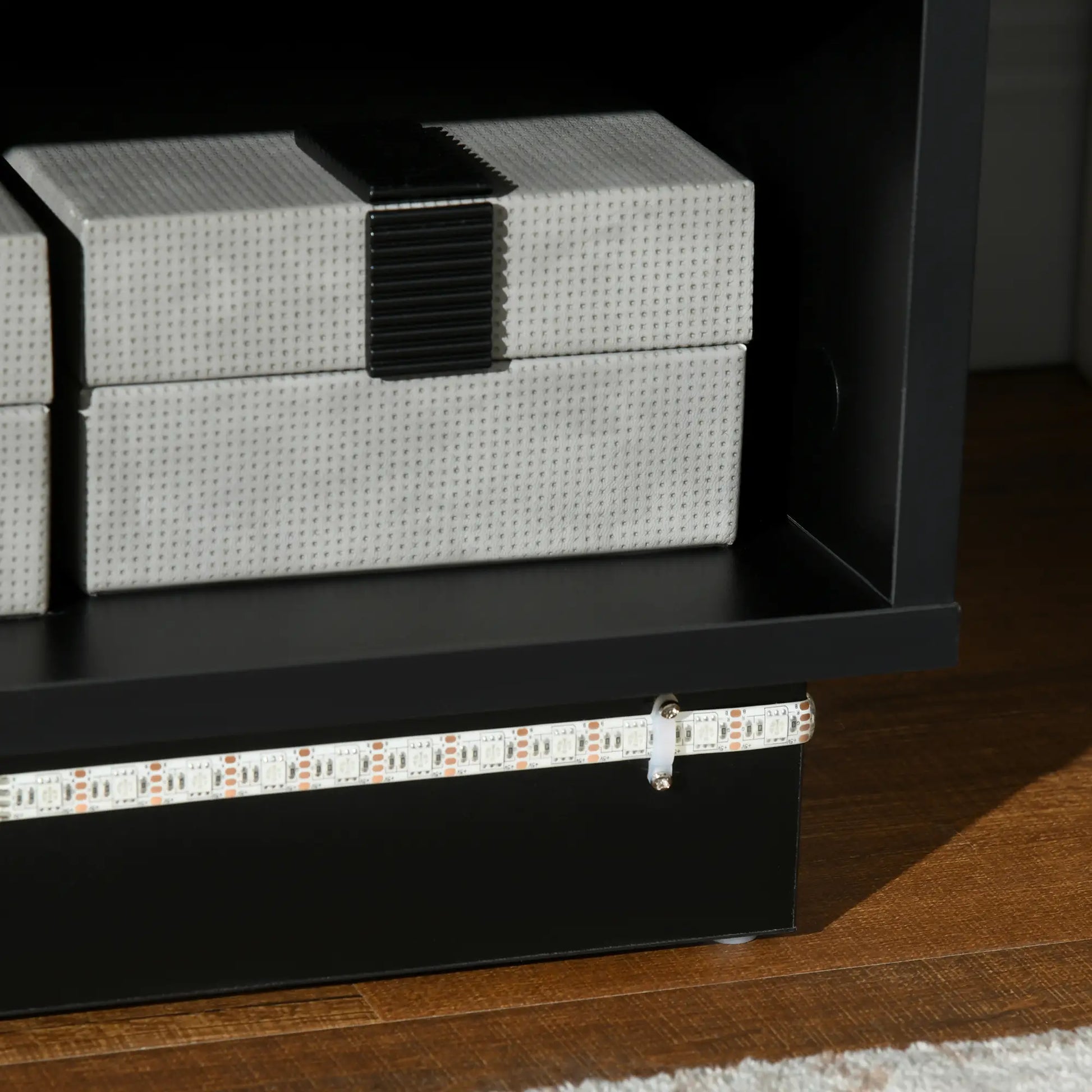 LED Nightstand with Lights, Drawer, 2 Shelves, Remote, 15.7x11.8x23.6in Bedside Tables at Gallery Canada