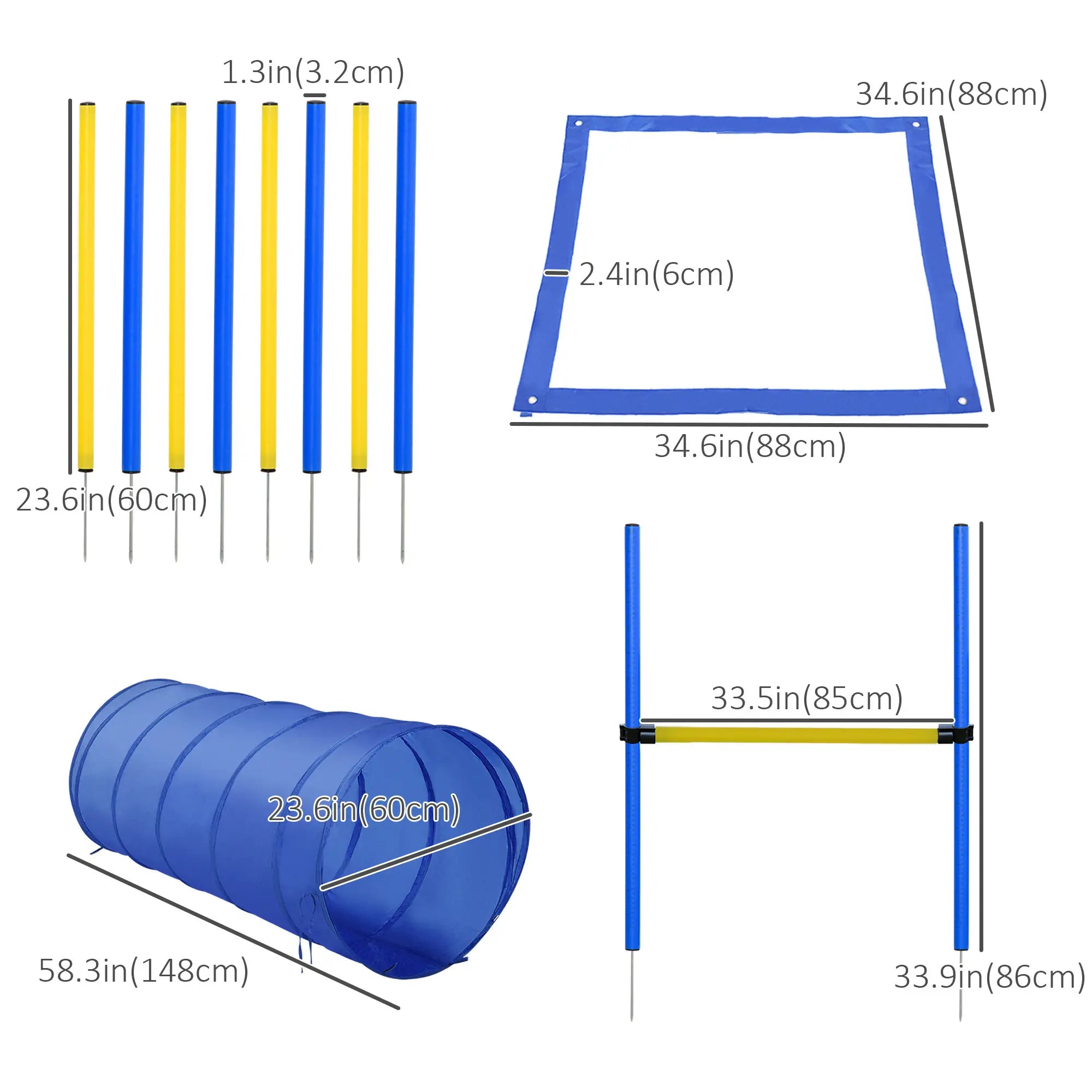 Dog Agility Starter Kit, Outdoor Training Set, Tunnel, 8 Weave Poles, High Jumper Dog Agility Training Equipment at Gallery Canada